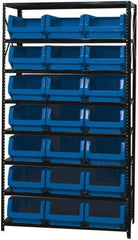 Quantum Storage - 21 Bin Large Hopper Front Bin Storage Units - 18 Inch Overall Depth x 75 Inch Overall Height, Red High Density Polyethylene Bins - Caliber Tooling