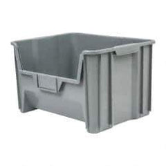 Quantum Storage - 75 Lb. Load Capacity, 15-1/4" Deep, Gray Polyethylene Hopper Stacking Bin - 12-7/16" High x 19-7/8" Wide x 15-1/4" Long - Caliber Tooling