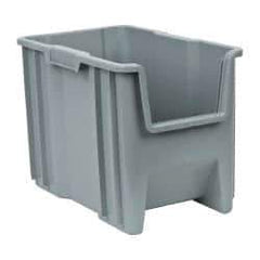 Quantum Storage - 75 Lb. Load Capacity, 17-1/2" Deep, Gray Polyethylene Hopper Stacking Bin - 12-1/2" High x 10-7/8" Wide x 17-1/2" Long - Caliber Tooling