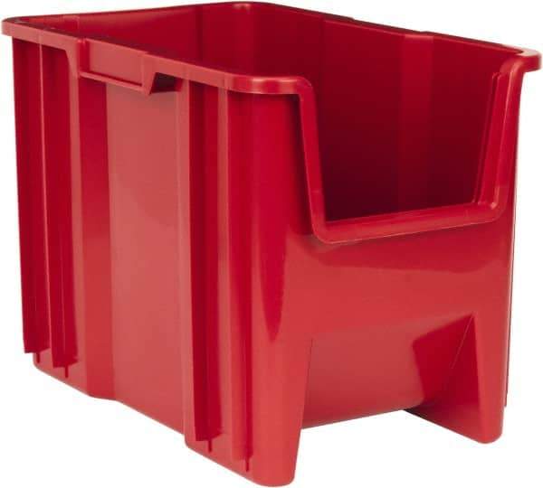 Quantum Storage - 75 Lb. Load Capacity, 17-1/2" Deep, Red Polyethylene Hopper Stacking Bin - 12-1/2" High x 10-7/8" Wide x 17-1/2" Long - Caliber Tooling