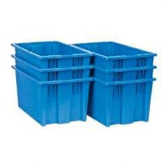 Quantum Storage - 75 Lb Load Capacity Blue Polyethylene Tote Container - Stacking, Nesting, 18" Long x 11" Wide x 9" High - Caliber Tooling