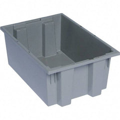 Quantum Storage - 75 Lb Load Capacity Gray Polyethylene Tote Container - Stacking, Nesting, 19-1/2" Long x 13-1/2" Wide x 8" High - Caliber Tooling