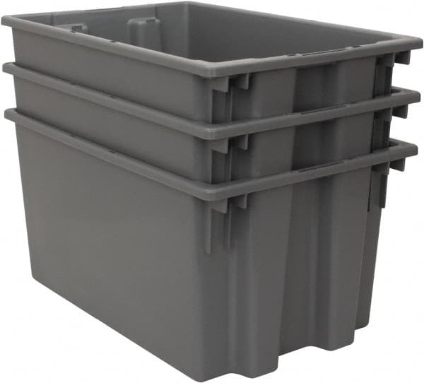 Quantum Storage - 100 Lb Load Capacity Gray Polyethylene Tote Container - Stacking, Nesting, 23-1/2" Long x 15-1/2" Wide x 12" High - Caliber Tooling