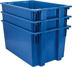 Quantum Storage - 100 Lb Load Capacity Blue Polyethylene Tote Container - Stacking, Nesting, 29-1/2" Long x 19-1/2" Wide x 15" High - Caliber Tooling