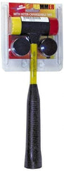 NUPLA - 1 Lb Head 1-1/2" Face Nylon Soft Face Hammer - 12-1/4" OAL, Fiberglass Handle - Caliber Tooling