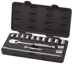 GearWrench - 15 Piece 1/2" Drive Socket Set - 6 Points, 7/16" to 1-1/8" Range, Inch Measurement Standard - Caliber Tooling