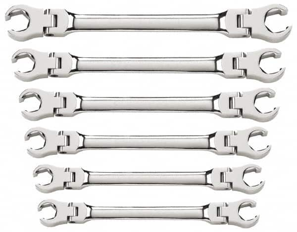 GearWrench - 6 Piece, 9mm x 11mm to 19mm x 21mm, 6 Point Flare Nut Wrench Set - Metric Measurement Standard, Full Polish Finish - Caliber Tooling