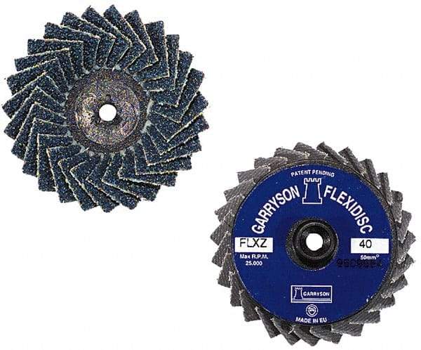 Garryson - 80 Grit, 3" Disc Diam, Type 27 Aluminum Oxide Flap Disc - 20,000 Max RPM, Nylon Backing, Quick Change Type R Attaching System, Coated - Caliber Tooling