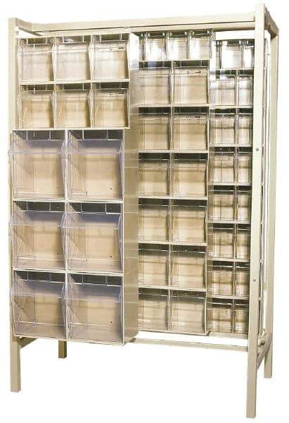 Quantum Storage - 3,000 Lb Capacity, 26" Deep x 48" Wide x 67" High, Steel Pick Rack - 28 Ivory Polystyrene Bins - Caliber Tooling