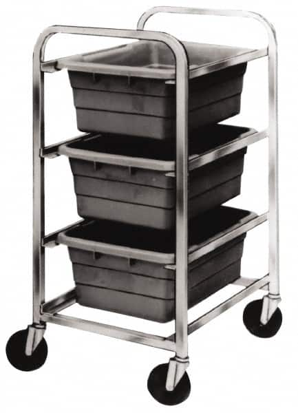 Quantum Storage - 3 Bin Cross Stack Tub Rack - 19 Inch Overall Width x 27 Inch Overall Depth x 41 Inch Overall Height, Gray High Impact Polyethylene Bins - Caliber Tooling