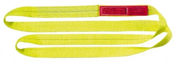 Lift-All - 16' Long x 4" Wide, 20,700 Lb Vertical Capacity, 2 Ply, Polyester Web Sling - 16,500 Lb Choker Capacity, Yellow - Caliber Tooling