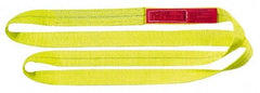 Lift-All - 14' Long x 1" Wide, 6,200 Lb Vertical Capacity, 2 Ply, Polyester Web Sling - 4,900 Lb Choker Capacity, Yellow - Caliber Tooling