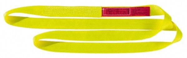 Lift-All - 16' Long x 2" Wide, 6,400 Lb Vertical Capacity, 1 Ply, Nylon Web Sling - 5,000 Lb Choker Capacity, Yellow - Caliber Tooling