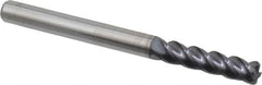 Accupro - 1/8", 4 Flute, Single End, Solid Carbide, 0.02" Corner Radius End Mill - 1-1/2" OAL, 40° Helix, Right Hand Flute, 1/2" LOC, Right Hand Cut - Caliber Tooling