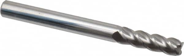 Accupro - 3/16", 4 Flute, Single End, Solid Carbide, 0.02" Corner Radius End Mill - 2" OAL, 40° Helix, Right Hand Flute, 5/8" LOC, Right Hand Cut - Caliber Tooling