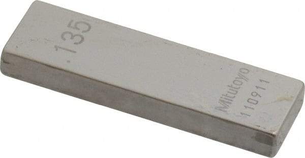 Mitutoyo - 0.135" Rectangular Steel Gage Block - Accuracy Grade 0, Includes Certificate of Inspection - Caliber Tooling