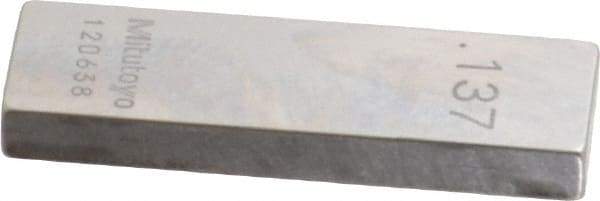 Mitutoyo - 0.137" Rectangular Steel Gage Block - Accuracy Grade 0, Includes Certificate of Inspection - Caliber Tooling