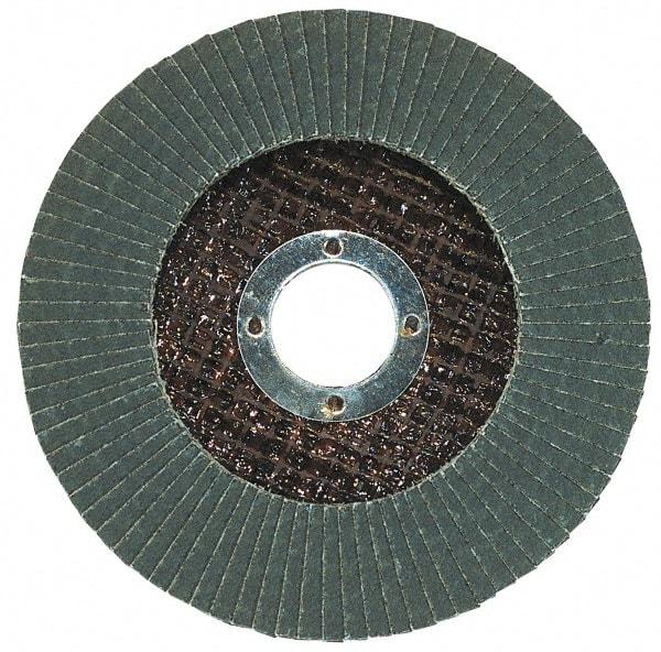 Garryson - 36 Grit, 4-1/2" Disc Diam, 7/8" Center Hole, Type 29 Zirconia Alumina Flap Disc - 13,300 Max RPM, Fiberglass Backing, Arbor Attaching System, Coated - Caliber Tooling