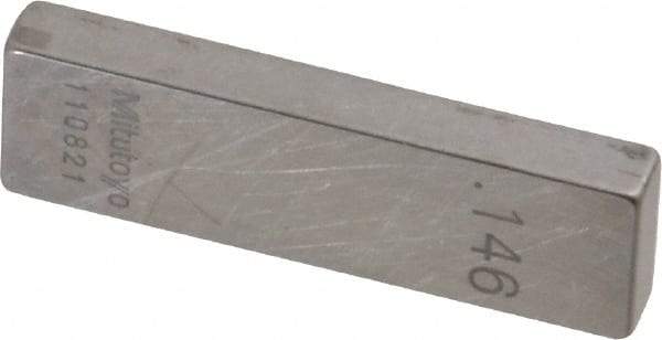 Mitutoyo - 0.146" Rectangular Steel Gage Block - Accuracy Grade 0, Includes Certificate of Inspection - Caliber Tooling