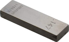 Mitutoyo - 0.147" Rectangular Steel Gage Block - Accuracy Grade 0, Includes Certificate of Inspection - Caliber Tooling