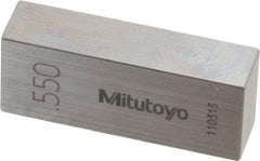 Mitutoyo - 0.55" Rectangular Steel Gage Block - Accuracy Grade 0, Includes Certificate of Inspection - Caliber Tooling