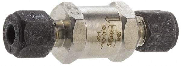 Parker - 1/4" Stainless Steel Check Valve - Inline, Comp x Comp, 6,000 WOG - Caliber Tooling