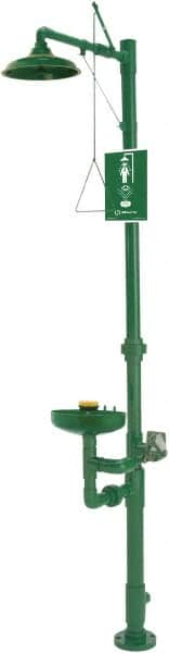 Haws - 1-1/4" Inlet, 20 GPM shower Flow, Drench shower, Eye & Face Wash Station - Bowl, Triangular Pull Rod & Push Flag Activated, PVC Pipe, Plastic Shower Head, 3.7 GPM Bowl Flow, Corrosion Resistant, Top or Mid Supply - Caliber Tooling