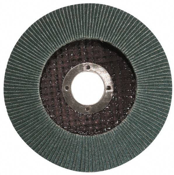 Garryson - 36 Grit, 4-1/2" Disc Diam, 7/8" Center Hole, Type 29 Zirconia Alumina Flap Disc - 13,300 Max RPM, Fiberglass Backing, Arbor Attaching System, Coated - Caliber Tooling