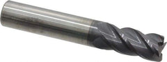 Accupro - 1/2", 4 Flute, Single End, Solid Carbide, 0.015" Corner Radius End Mill - 3" OAL, 40° Helix, Right Hand Flute, 1" LOC, Right Hand Cut - Caliber Tooling