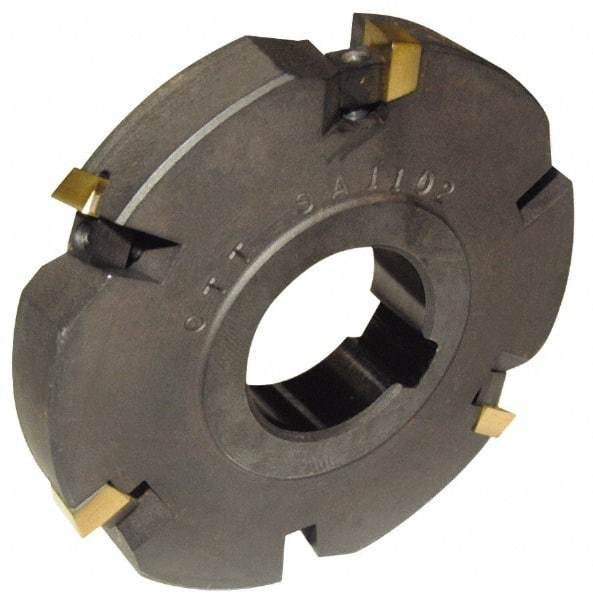 Cutting Tool Technologies - Arbor Hole Connection, 1/4" Cutting Width, 0.72" Depth of Cut, 3" Cutter Diam, 1" Hole Diam, 4 Tooth Indexable Slotting Cutter - DASC Toolholder, 1215 Insert, Neutral Cutting Direction - Caliber Tooling