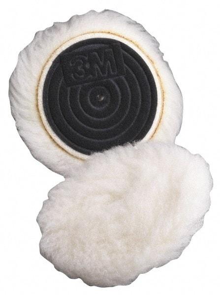 3M - 5-1/4" Diam Wool Bonnet Pad - 15/16" Pile, Hook & Loop Attachment - Caliber Tooling