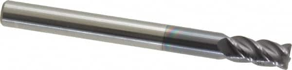 Accupro - 3/16", 4 Flute, Single End, Solid Carbide, 0.015" Corner Radius End Mill - 2" OAL, 40° Helix, Right Hand Flute, 3/8" LOC, Right Hand Cut - Caliber Tooling