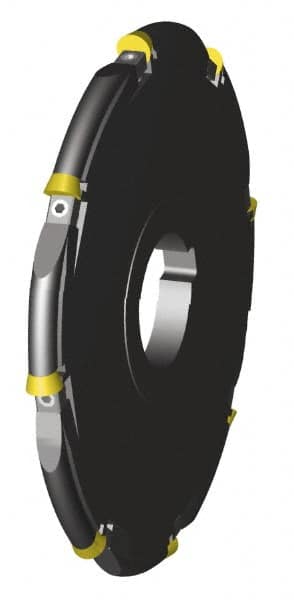 Cutting Tool Technologies - Arbor Hole Connection, 3/8" Cutting Width, 0.72" Depth of Cut, 3" Cutter Diam, 1" Hole Diam, Indexable Slotting Cutter - RA Toolholder, RDC-3(2.5) Insert, Right Hand Cutting Direction - Caliber Tooling