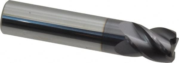 Accupro - 1/2", 4 Flute, Single End, Solid Carbide, 0.06" Corner Radius End Mill - 2-1/2" OAL, 40° Helix, Right Hand Flute, 5/8" LOC, Right Hand Cut - Caliber Tooling