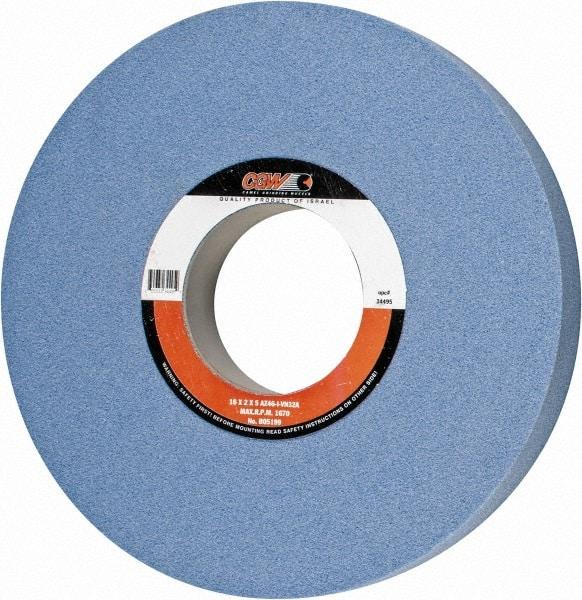 Camel Grinding Wheels - 16" Diam x 5" Hole x 2" Thick, I Hardness, 46 Grit Surface Grinding Wheel - Aluminum Oxide, Type 1, Coarse Grade, 1,671 Max RPM, Vitrified Bond, No Recess - Caliber Tooling