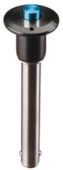 Jergens - 5/16" Diam, 1-1/2" Usable Length, Button Handle, Push Button Quick Release Pin - 2-3/4" Overall Length, Grade 17-4 Stainless Steel, Passivated Finish - Caliber Tooling