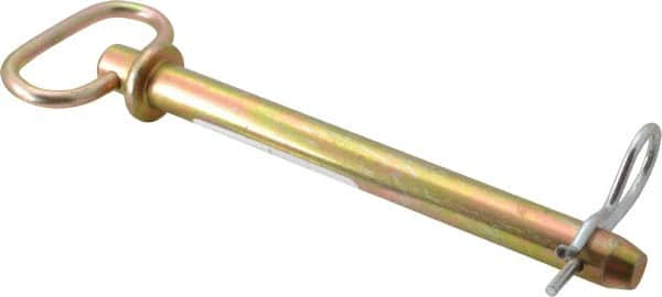 Made in USA - 5/8" Pin Diam, 6-3/4" Long, Zinc Plated Steel Pull Ring Hitch Pin - 6" Usable Length - Caliber Tooling