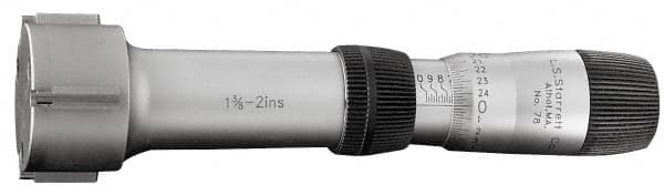 Starrett - 200 to 225mm, 118mm Gage Depth, Mechanical Inside Micrometer - 0.005mm Graduation, 0.008mm Accuracy, Ratchet Stop Thimble - Caliber Tooling