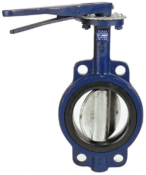 NIBCO - 5" Pipe, Wafer Butterfly Valve - Lever Handle, Cast Iron Body, EPDM Seat, 200 WOG, Ductile Iron Disc, Stainless Steel Stem - Caliber Tooling