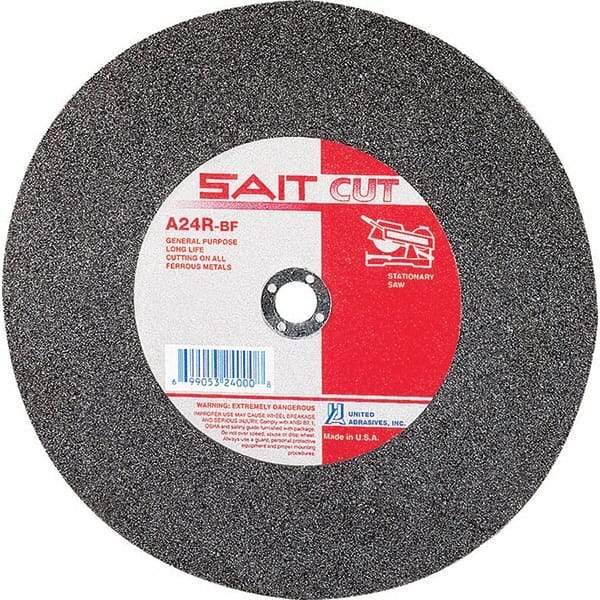 Sait - 16" 24 Grit Aluminum Oxide Cutoff Wheel - 5/32" Thick, 1" Arbor, 3,800 Max RPM, Use with Stationary Tools - Caliber Tooling