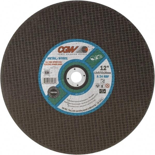 Camel Grinding Wheels - 16" 24 Grit Aluminum Oxide Cutoff Wheel - 5/32" Thick, 20mm Arbor, 4,800 Max RPM - Caliber Tooling