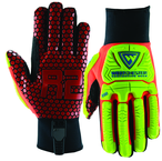 Synthetic Leather Double Palm Reinforced Red Silicone Palm Gloves X-Large - Caliber Tooling