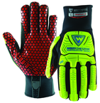 Synthetic Leather Double Palm Reinforced Red PVC PalmGloves Large - Caliber Tooling