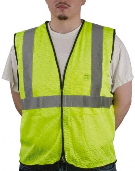 OccuNomix - Size S/M High Visibility Yellow Mesh General Purpose Vest - 36 to 38" Chest, ANSI 107-2015, Hook & Loop Closure, 1 Pocket, Polyester - Caliber Tooling