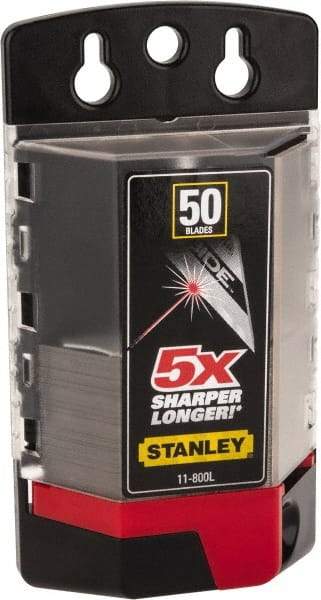 Stanley - 50 Piece Carbide-Tipped Utility Knife Blade - 61mm OAL, 0.022" Blade Thickness - Caliber Tooling