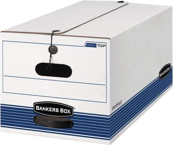 BANKERS BOX - 1 Compartment, 12 Inch Wide x 24 Inch Deep x 10 Inch High, File Storage Box - 1 Ply Side, 2 Ply Bottom, 2 Ply End, White and Blue - Caliber Tooling