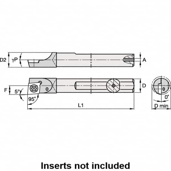 Kennametal - 6.91mm Min Bore Diam, 150mm OAL, 6mm Shank Diam, E-SCLD Indexable Boring Bar - CD.. S4T002 Insert, Screw Holding Method - Caliber Tooling