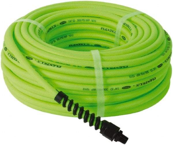 Legacy - 1/4" ID x 0.46" OD 100' Long Multipurpose Air Hose - MNPT x MNPT Ends, 300 Working psi, 150°, 1/4" Fitting, Green - Caliber Tooling