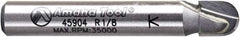 Amana Tool - 1/4" Cut Diam, 1/4" Length of Cut, 2 Flute Core Box Edge Profile Router Bit - Carbide-Tipped, 1/4" Shank Diam, 1-5/8" OAL, Uncoated - Caliber Tooling