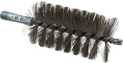 Schaefer Brush - 4-1/2" Brush Length, 2-1/2" Diam, Double Stem, Single Spiral Tube Brush - 7-1/4" Long, Stainless Steel, 1/4" NPSM Male Connection - Caliber Tooling